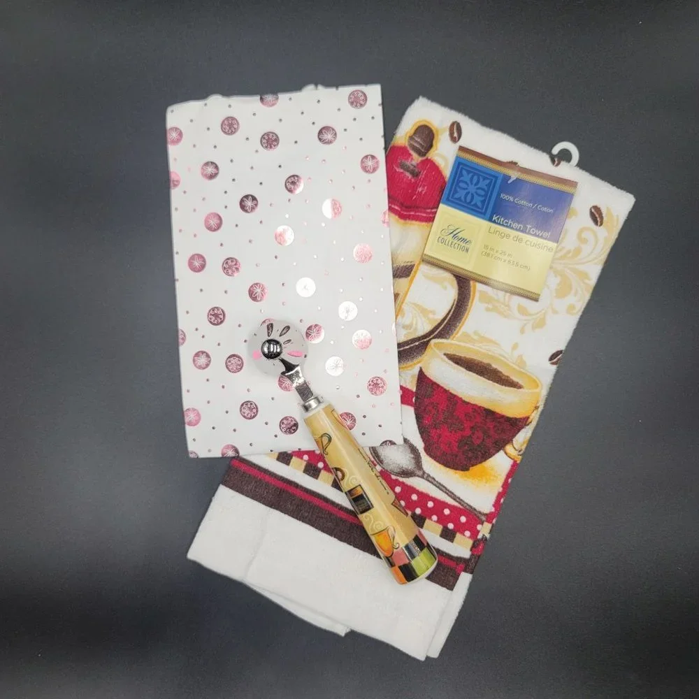 Coffee Lovers Gift Bundle Three Piece Towel Scoop Gift Bag Station Nook Set